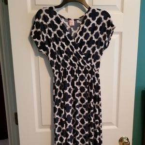 Navy and white maxi dress